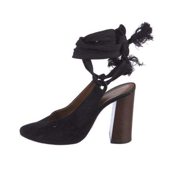 Chloe Harper Suede Ankle Tie SlingbackPumps. Size 8.5 (IT 38.5) - Picture 1 of 5